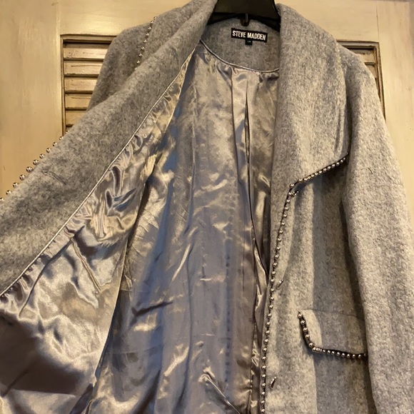 Steve Madden studded midi winter dress coat soft wool blend comfy & chic - Picture 11 of 14